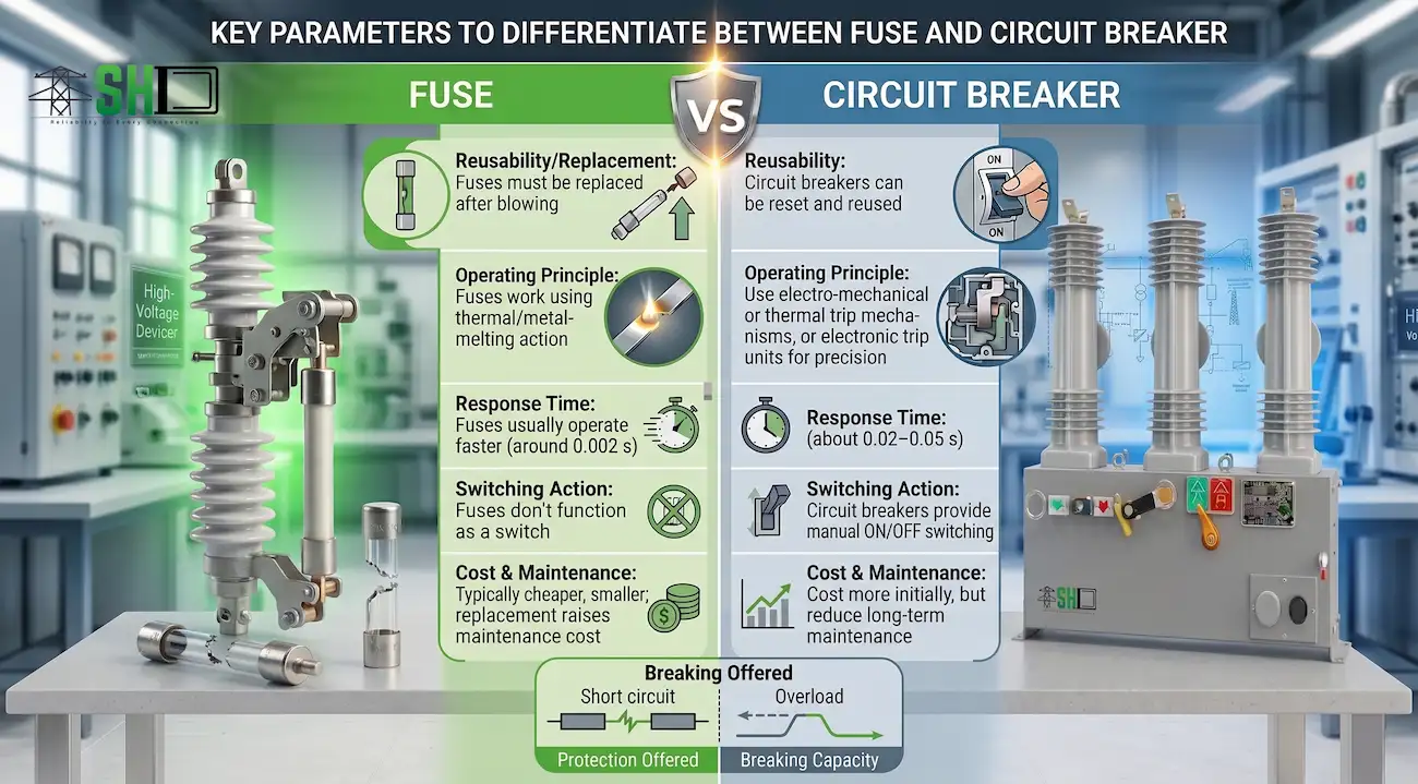 Key Parameters to Differentiate Between Fuse and Circuit Breaker Key Parameters to Differentiate Between Fuse and Circuit Breaker
