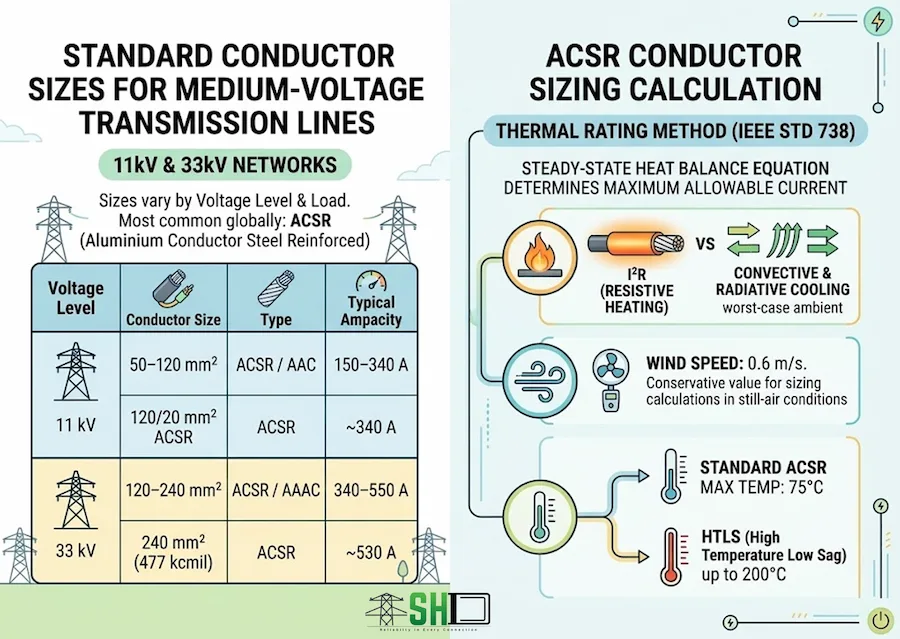 Standard Conductor Sizes for 11kV and 33kV Transmission Lines Standard Conductor Sizes for 11kV and 33kV Transmission Lines