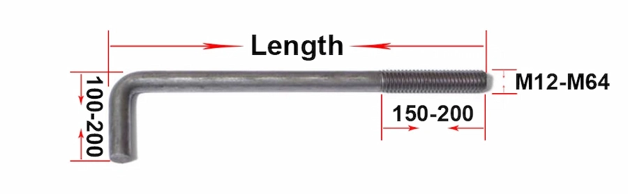 Anchor bolts L Type Drawing