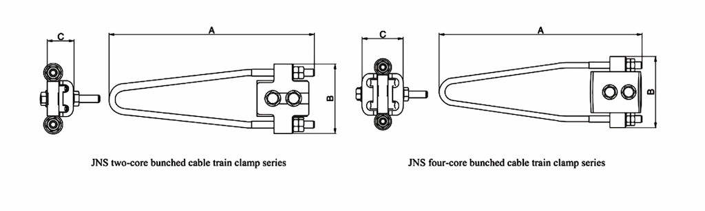 DIMENSION JNS four(two)-core bunched cable strain clamp series