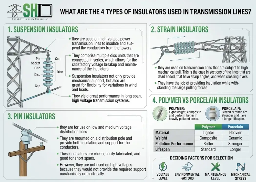 What Are the 4 Types of Insulators Used in Transmission Lines? What Are the 4 Types of Insulators Used in Transmission Lines?