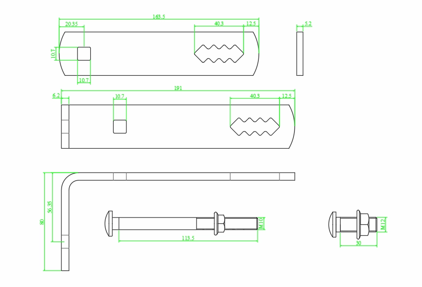 cross arm mounting bracket Dimensions