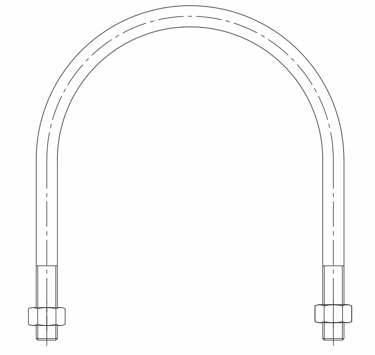 DIMENSIONS For ROUND U BOLTS: