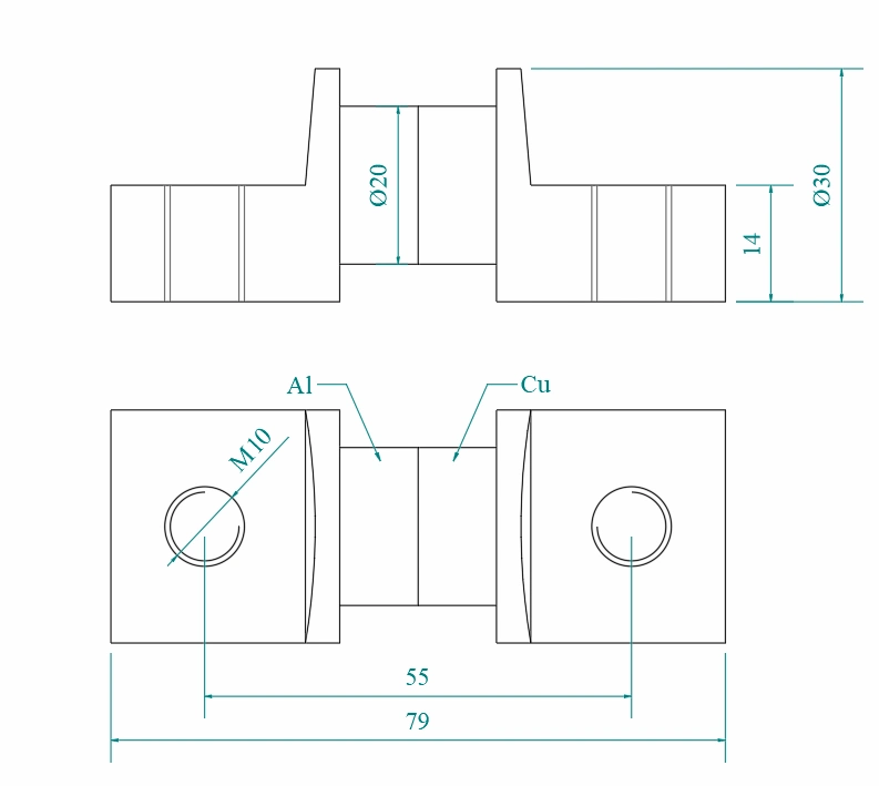 Copper aluminum connector Drawing