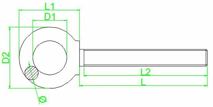 Forged Shoulder Eye Bolt DIMENSIONS