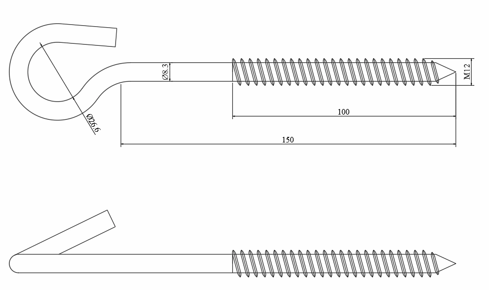 Pigtail Screw Hook DIMENSIONS 2