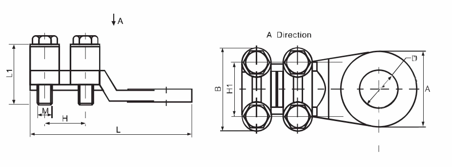 WCJB mechanical cable lug Datas and Dimension