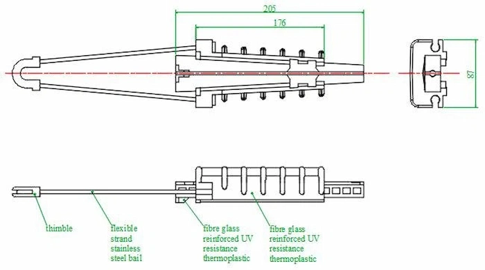 wedge clamp for cable DIMENSIONS