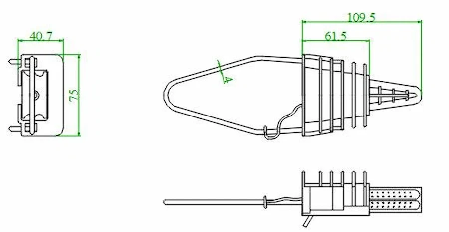 wedge type dead end clamp DIMENSIONS