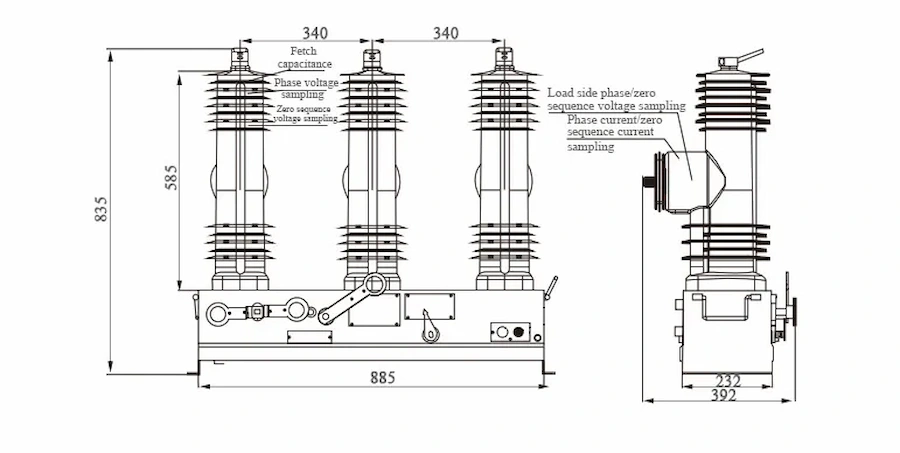 12KV Vacuum Circuit Breaker DIMENSIONS