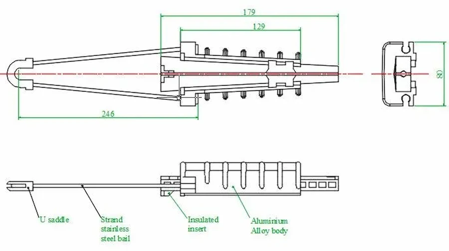 Dead End Clamp Overhead Line DIMENSIONS