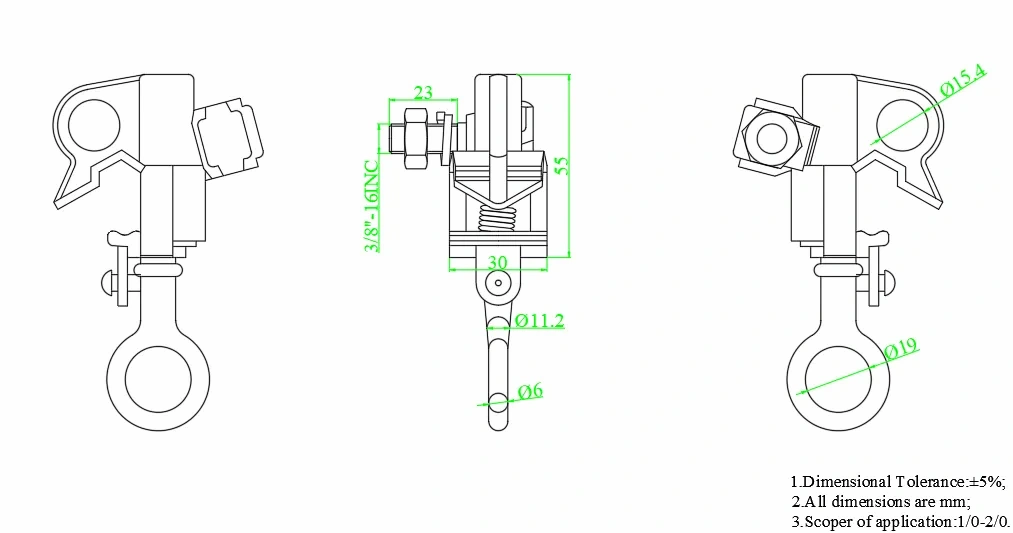 Hot Line Tap Clamp DIMENSIONS