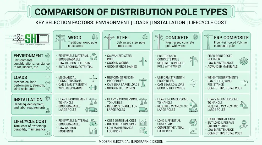 How to Choose the Right Material for Different Types of Distribution Pole (11kV to 33kV)? How to Choose the Right Material for Different Types of Distribution Pole (11kV to 33kV)?