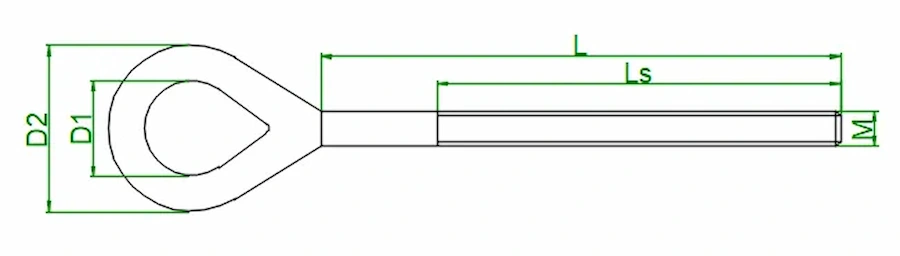 Oval Eye Bolt DIMENSIONS