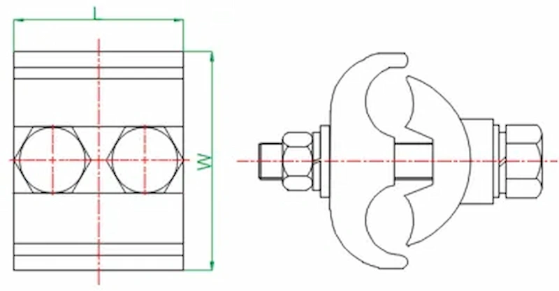 copper parallel groove clamp DIMENSIONS