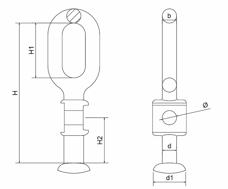 Galvanized Eye ball Q-N Dimensions