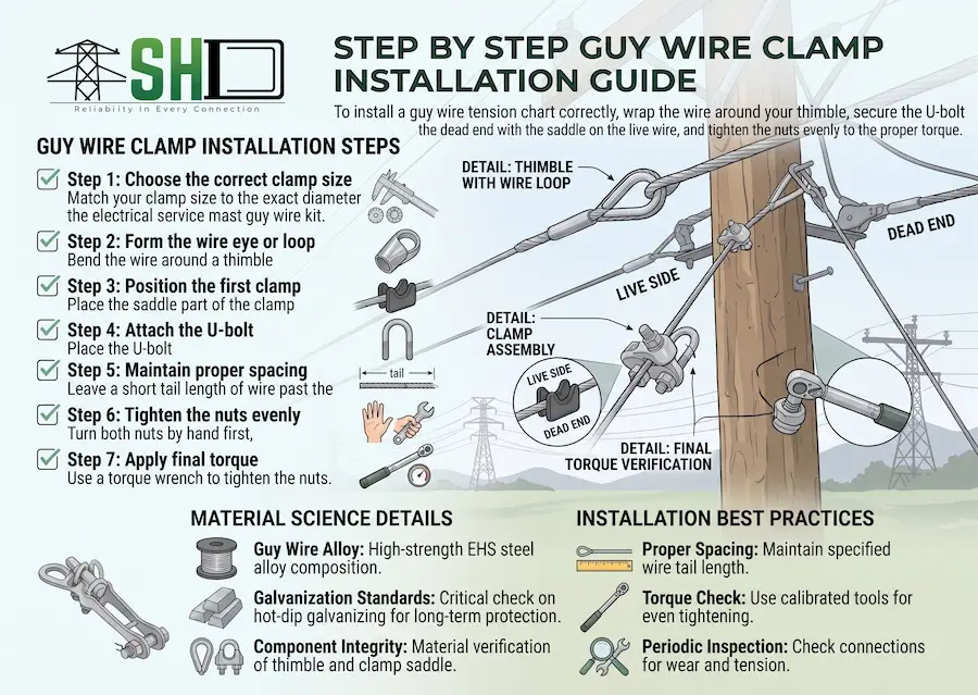 Step by Step Guy Wire Clamp Installation Guide