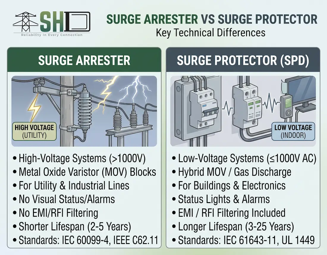 Surge arrester vs surge protector key technical differences Surge arrester vs surge protector key technical differences